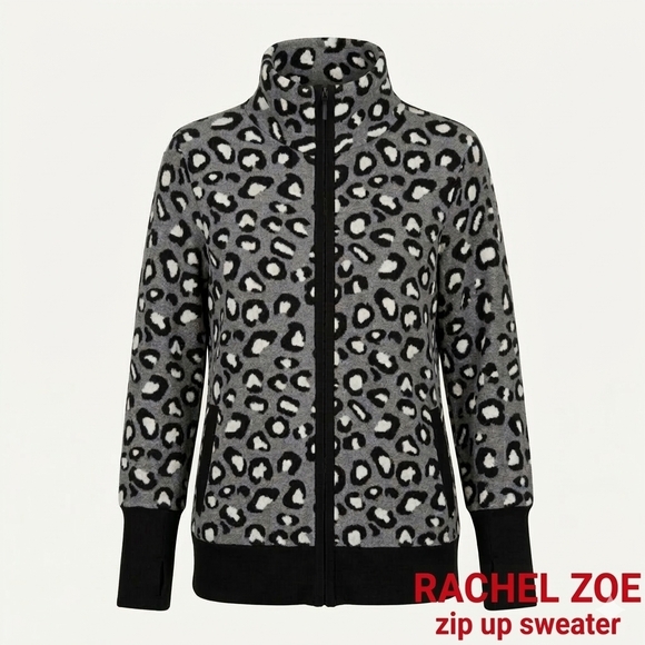 Rachel Zoe Sweaters - Rachel Zoe Medium animal print zip up sweater